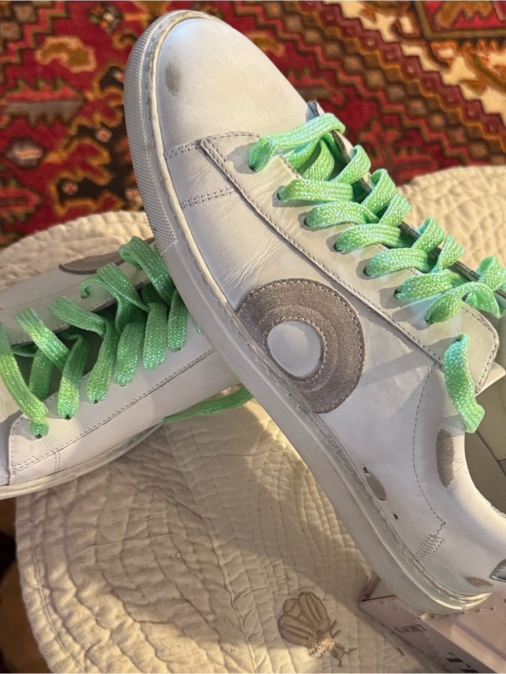 Oliver Cabell White Sneakers with Silver Accents